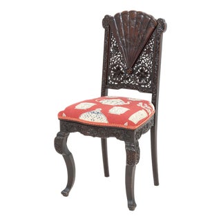Chinese Export Carved Wood Side Chair, 19th C. For Sale