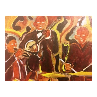 "Untitled" Watercolour on Canvas Painting, Signed by Cecile Hubene For Sale