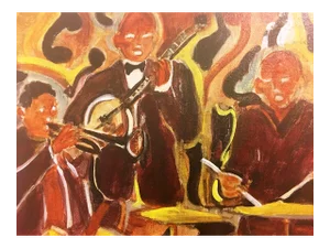 "Untitled" Watercolour on Canvas Painting, Signed by Cecile Hubene