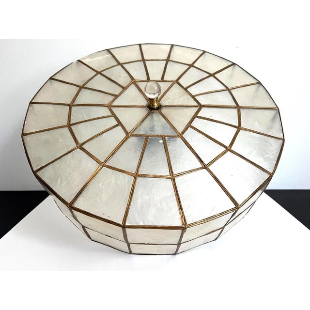 Mid Century Capiz Shell Ceiling Light For Sale - Image 9 of 16