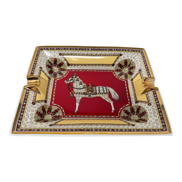Hermès Paris Equestrian Porcelain Ashtray or Vide-Poche Change Tray For Sale