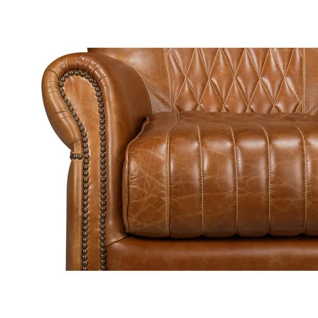 Classic Brown Leather Chair For Sale - Image 9 of 12
