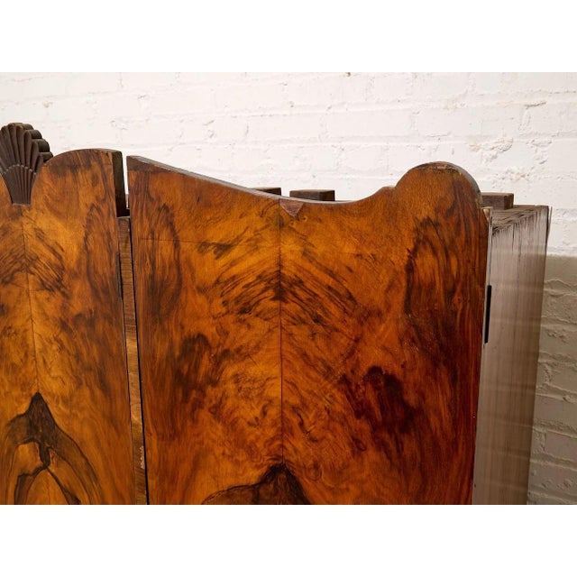 Early 20th Century Vintage Art Deco Burl Wood Wardrobe Armoire With Hand-Painted Botanical Doors For Sale - Image 5 of 9