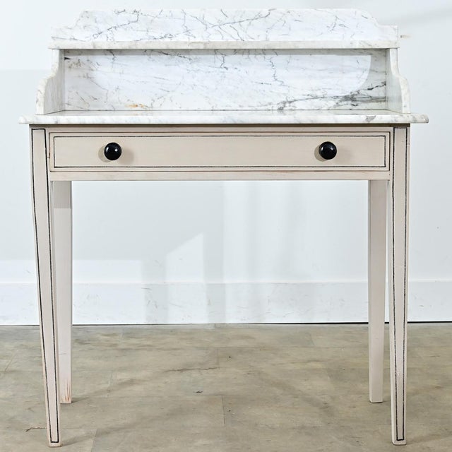 English 19th Century White Marble Top Vanity with New Paint For Sale - Image 15 of 16