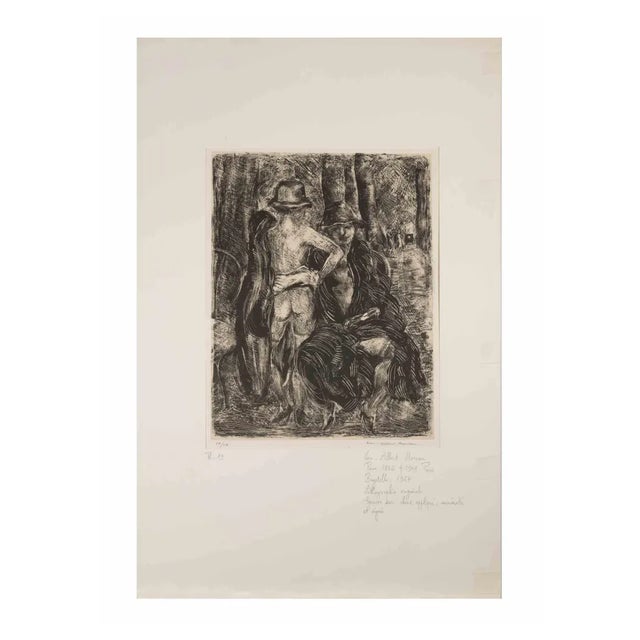 Luc-Albert Moreau, Two Figures, Lithograph, 1927 For Sale