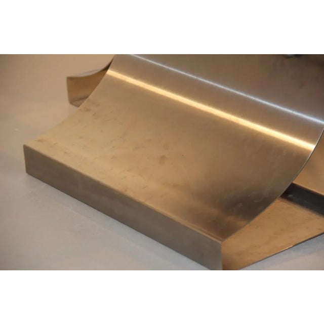 Silver French Steel & Glass Coffee Table by Francois Monnet, 1970 For Sale - Image 8 of 11