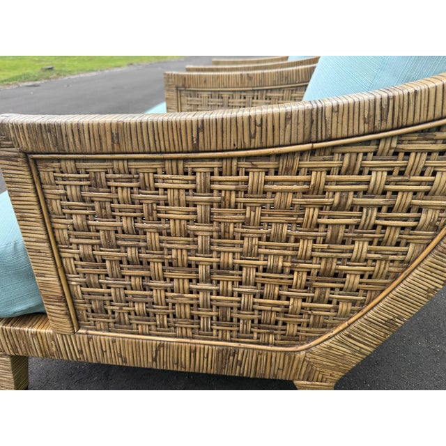 Late 20th Century Pair of McGuire St. Germain Woven Rattan Cane Lounge Chairs For Sale In Naples, FL - Image 6 of 12
