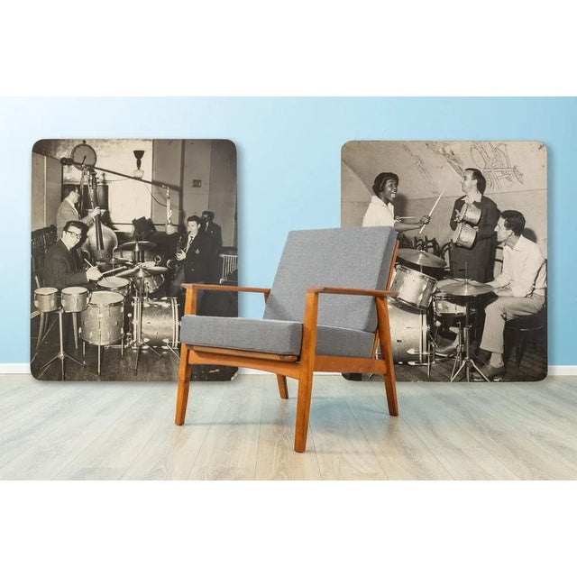 Industrial Jazz Band, Black & White Photograph on Wooden Board, 1940s For Sale - Image 3 of 13
