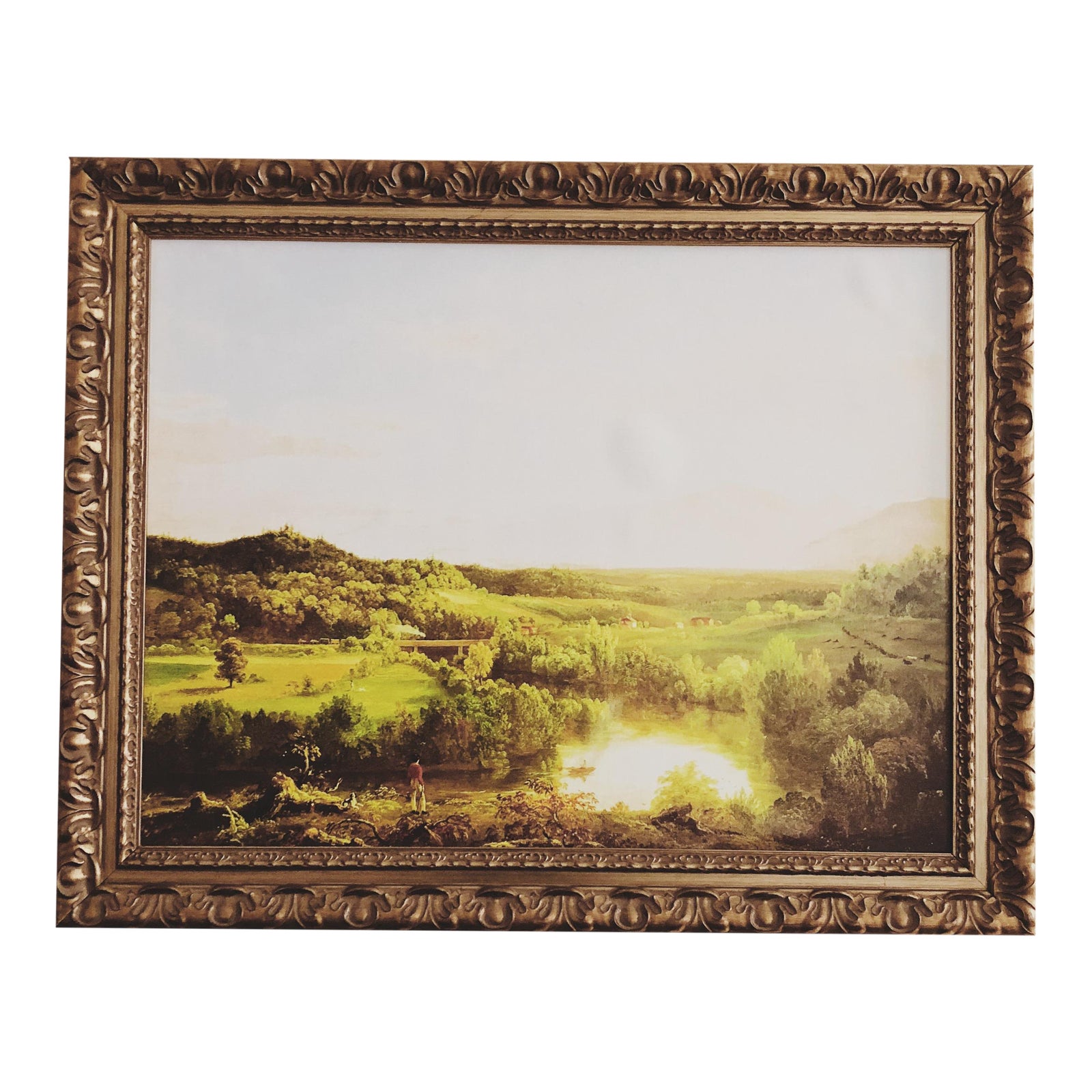 Classic Landscape Reproduction Oil Painting in Gold Frame Chairish