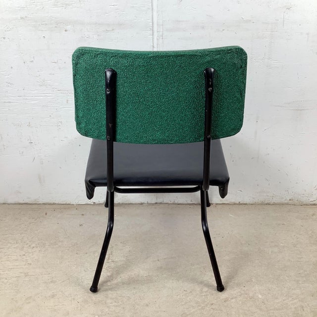 Mid-Century Modern Mid-Century Modern Slipper Chair, Black Tubular Steel Frame, Forest Green Tweed For Sale - Image 3 of 12