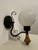 Mid-Century Modern Vintage Opal Glass Globe Wall Lamp with Wood Detail, Europe, 1970s For Sale - Image 3 of 16