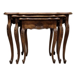 Antique French Oak Nesting Tables, Set of 3 For Sale