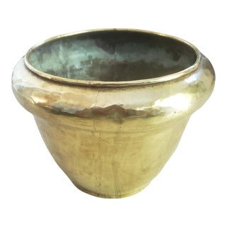 Early 20th Century Polished Brass Planter Jardiniere For Sale