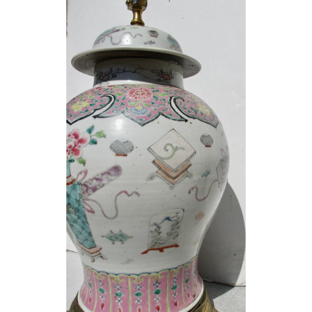 Blush Early 18th Century Chinese Yongzheng Porcelain Ginger Jar Lamp For Sale - Image 8 of 14