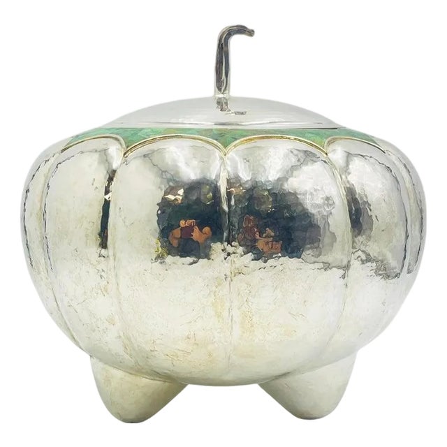 1980s Rare Emilia Castillo Taxco Serving Covered "Pumpkin" Bowl, Mexican Modernism For Sale
