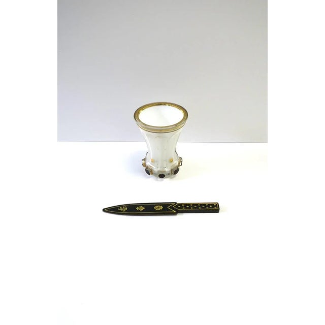 White Bohemian White and Gold Vase For Sale - Image 8 of 13