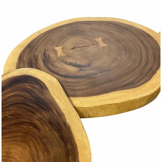 Wood Organic Live Edge Walnut Slab Coffee Table – Multi-Section Wood W/ Butterfly Inlays For Sale - Image 7 of 9