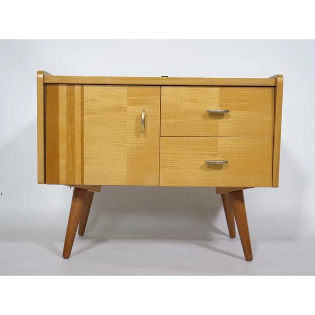 Brown Mid-Century Cherrywood Mini Sideboard with Intarsia, 1960s For Sale - Image 8 of 8