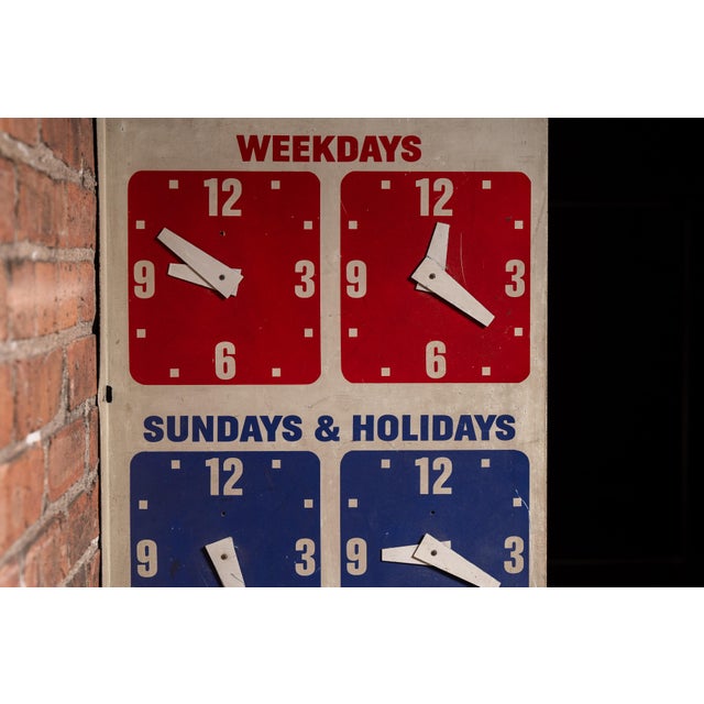 Metal Vintage Open/Close Adjustable Clock Face Flange Business Sign For Sale - Image 7 of 12