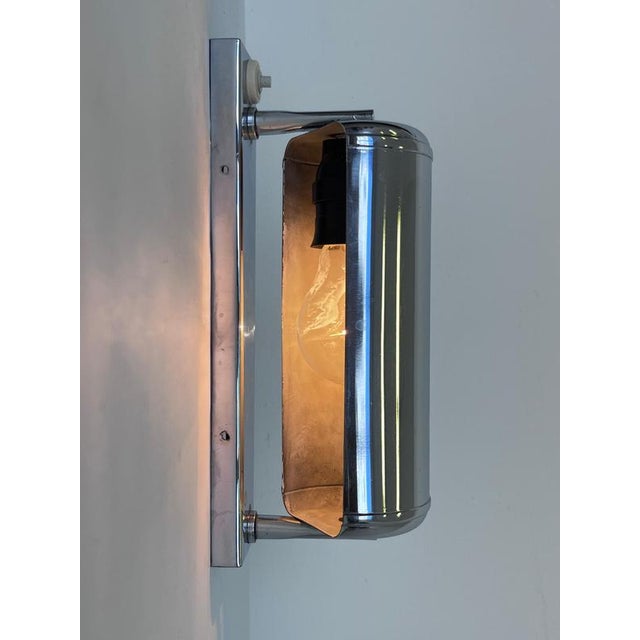 Bauhaus Adjustable Chrome Wall Lamp, Former Czechoslovakia, 1930s For Sale - Image 4 of 8