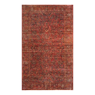 Pasargad Home Antique Sarouk Wool Area Rug-12'10" X 20' 5" , Red For Sale