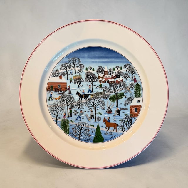 Vintage Villeroy & Boch "Design Naif Christmas" Porcelain Round Serving Chop Platter For Sale - Image 6 of 7