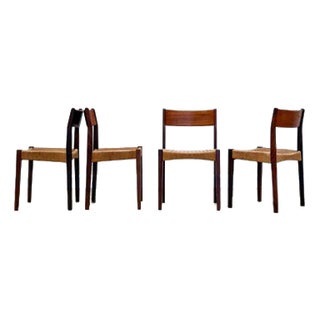 Danish Chairs in Teak and Paper Cord by Poul Cadovius, 1960s, Set of 4 For Sale