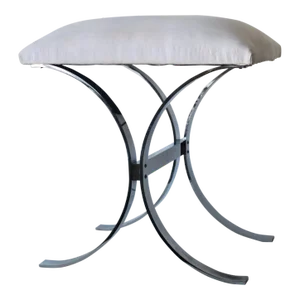 Milo Baughman Style Double C-Base Ottoman Stool