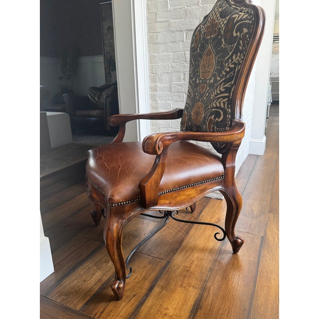 Set of 12 John-Richard Upholstered Dining Chairs With Leather Seats For Sale - Image 13 of 15