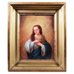 Virgin Mary, Oil on Copper, 17th Century, Framed