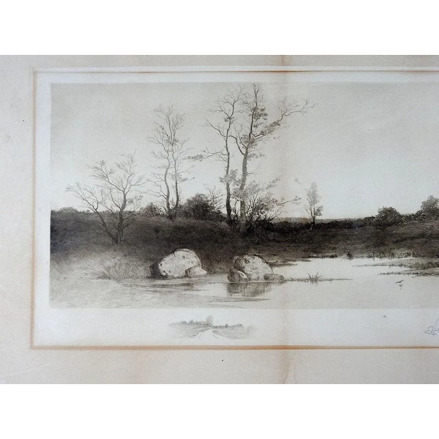 Antique 1890 E. L. Field Lake Landscape Etching For Sale - Image 4 of 6