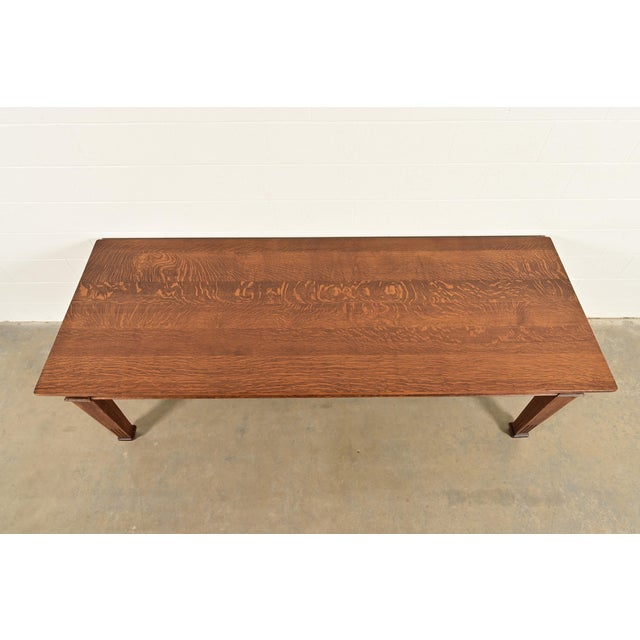 Early 20th Century Stickley Brother's Style Antique Mission Oak Arts & Crafts Harvest Dining Table, Newly Refinished For Sale - Image 5 of 11