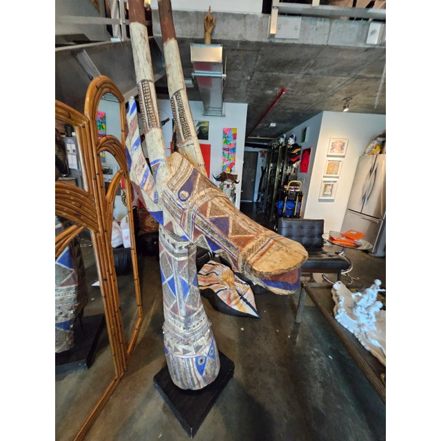 Wood Mid Century Kurumba Adone Burkina Faso Headdress Mask For Sale - Image 7 of 11