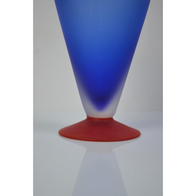 Glass Vintage Art Frosted Glass Bottle, 1980s For Sale - Image 7 of 11