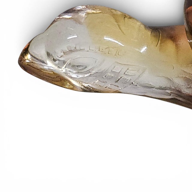 Lalique France Tortue Caroline Amber & Satin Crystal Turtle Figurine For Sale - Image 10 of 12