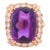 18k Yellow Gold Amethyst & Diamond Cocktail Ring Size 10 For Sale