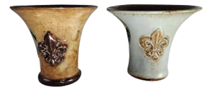 Art Deco Ceramics with Fleur-De-Lis Relief by Roger Guérin, 1920s, Set of 2