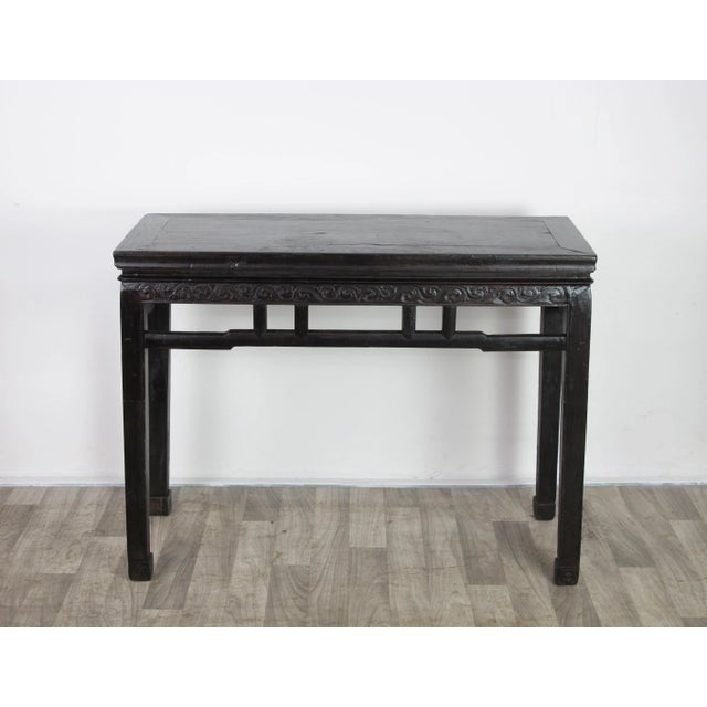 Chinese Late 19th Century Hebei Console Table with Hand Carved Front For Sale - Image 3 of 11