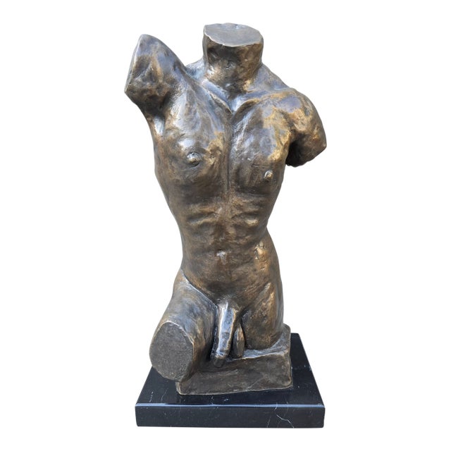 1980s Male Bronze Torso Sculpture For Sale