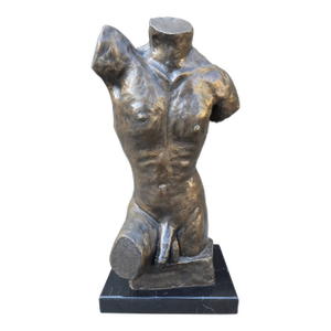 1980s Male Bronze Torso Sculpture