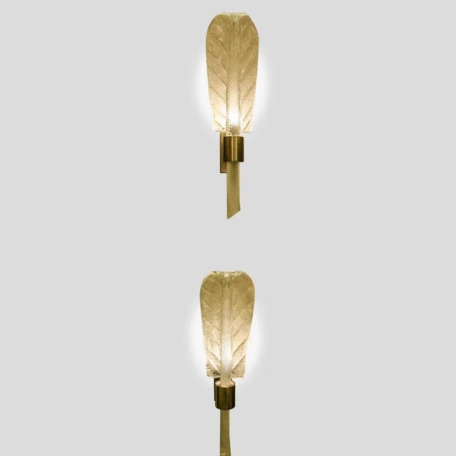 Large Hand Blown Glass Leaf Wall Lights by Carlo Fuga, 1990s, Set of 2, in None conditions. Designed 1990 to 1999 Up to...