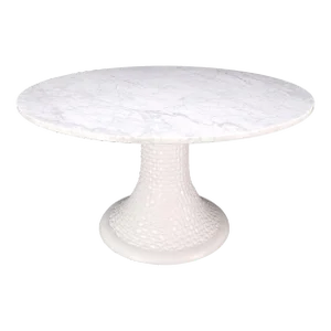 Round White Marble 1" Thick Top Diamond Pattern Texture Composition Tulip Shape