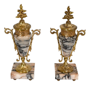 Marble and Bronze Casseroles, 1920, Set of 2