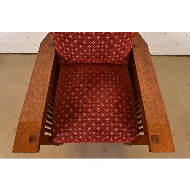 Wood Stickley Mission Oak Arts & Crafts Reclining Morris Lounge Chair For Sale - Image 7 of 13