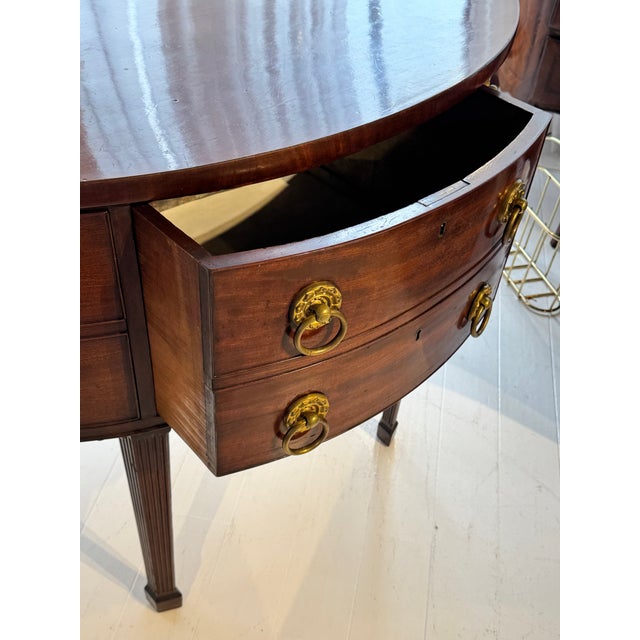 Early 19th Century English Mahogany Demiluned Sideboard With Brass Rosette Hardware, Circa 1810 For Sale - Image 5 of 12