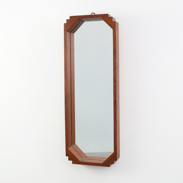 Art Deco Geometric Octagonal Wooden Mirror, Italy, 1920s For Sale - Image 12 of 12