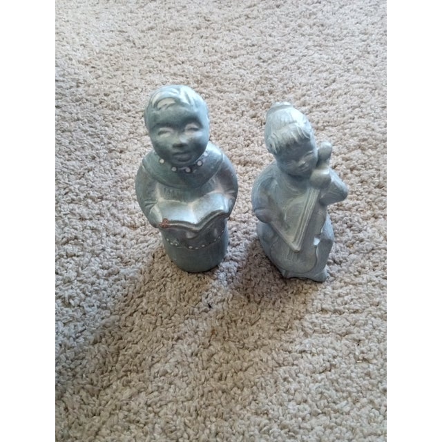 Green Gorgeous Pair of Signed Isabel Bloom Winged Musical Angels For Sale - Image 8 of 8