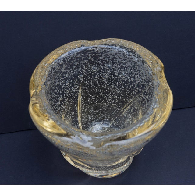 Mid-Century Modern Murano Glass Controlled Bubble Vase Venetian Mid Century For Sale - Image 3 of 4