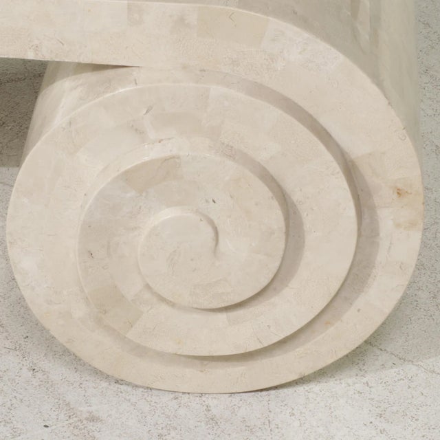 Mid 20th Century Tessellated Marble Scroll Coffee Table in the style of Karl Springer For Sale In Nashville - Image 6 of 7