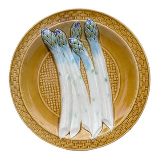 19th Century Majolica Asparagus Plate Sarreguemines For Sale